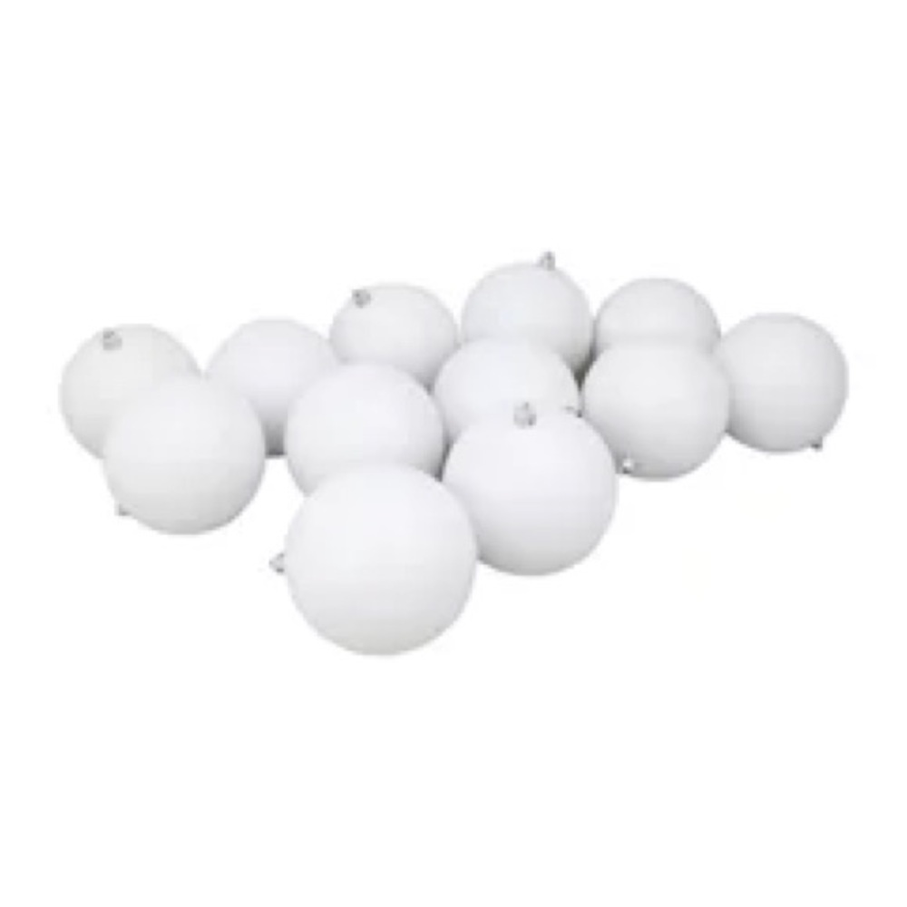 Northlight Shatterproof Winter White Glitter Ornaments 12 Count Plastic NIB